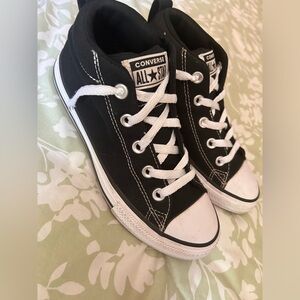 Black and White High-Top Converse Sneakers/Shoes 
Size 3Y